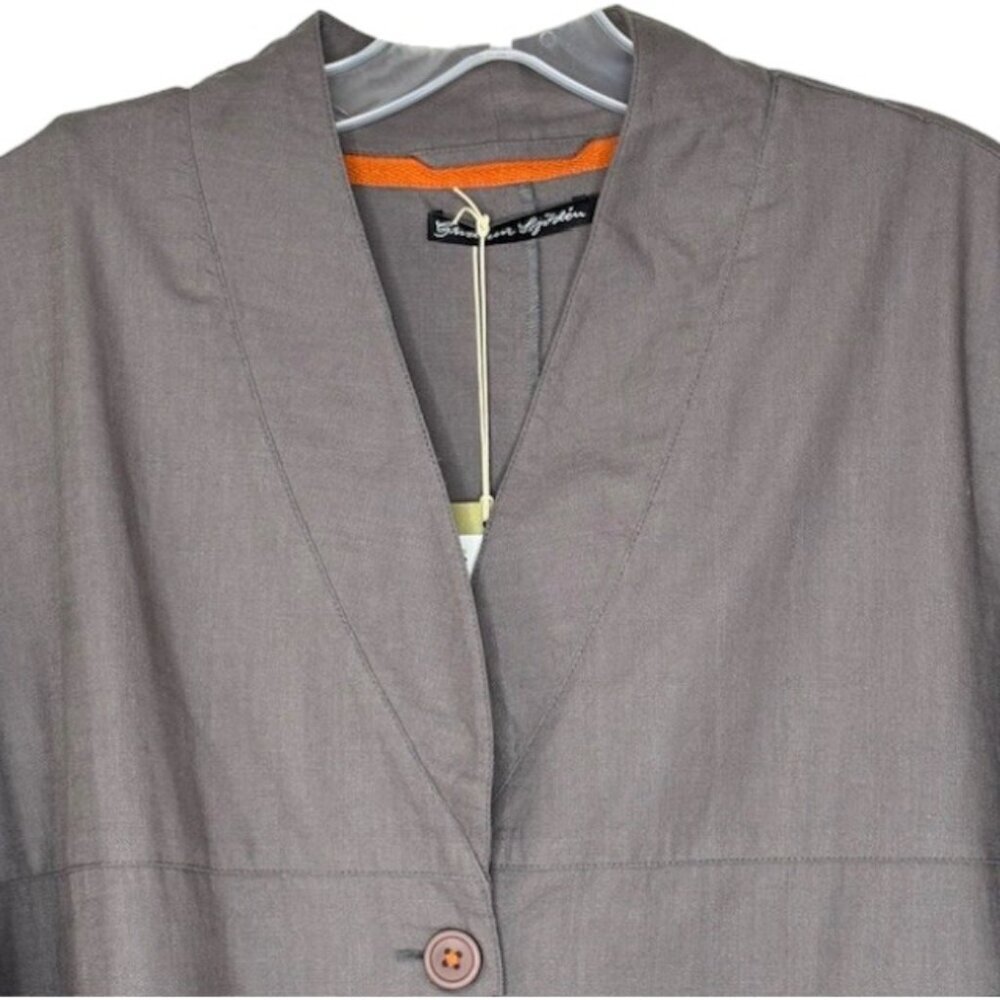 Gudrun Sjoden V-Neck Organic Cotton Blazer NEW - Taupe/Orange - L - Picture 4 of 10